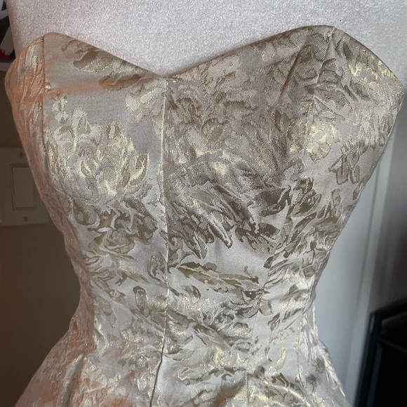 Pleated Prom Dress Cream with Golden Detail - Picture 3 of 6